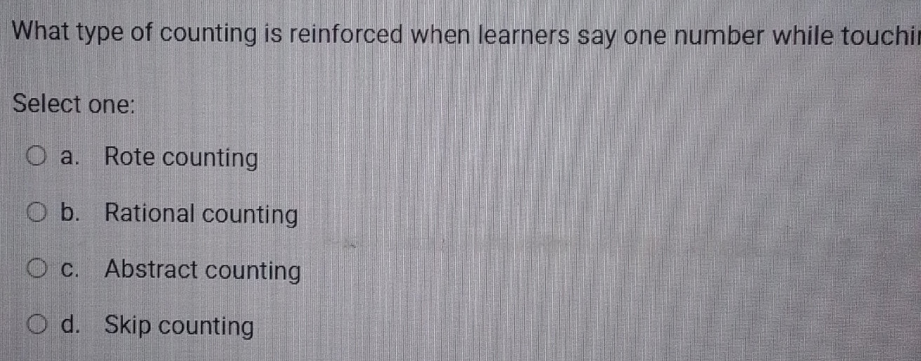 What type of counting is reinforced when