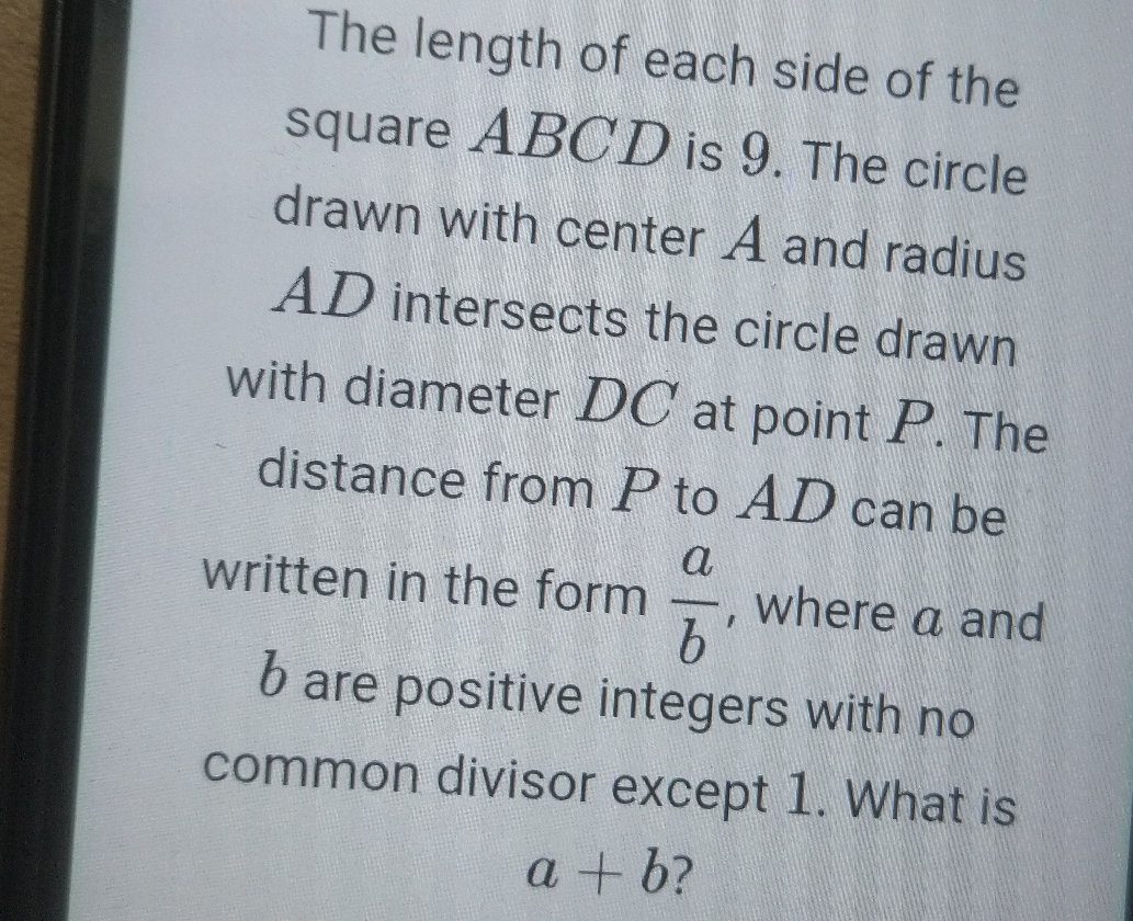 The length of each side of the square $ABCD$ | StudyX