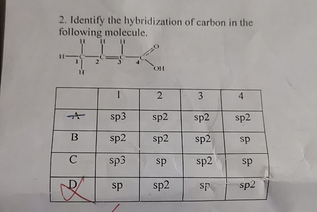 Identify the hybridization of carbon in the | StudyX