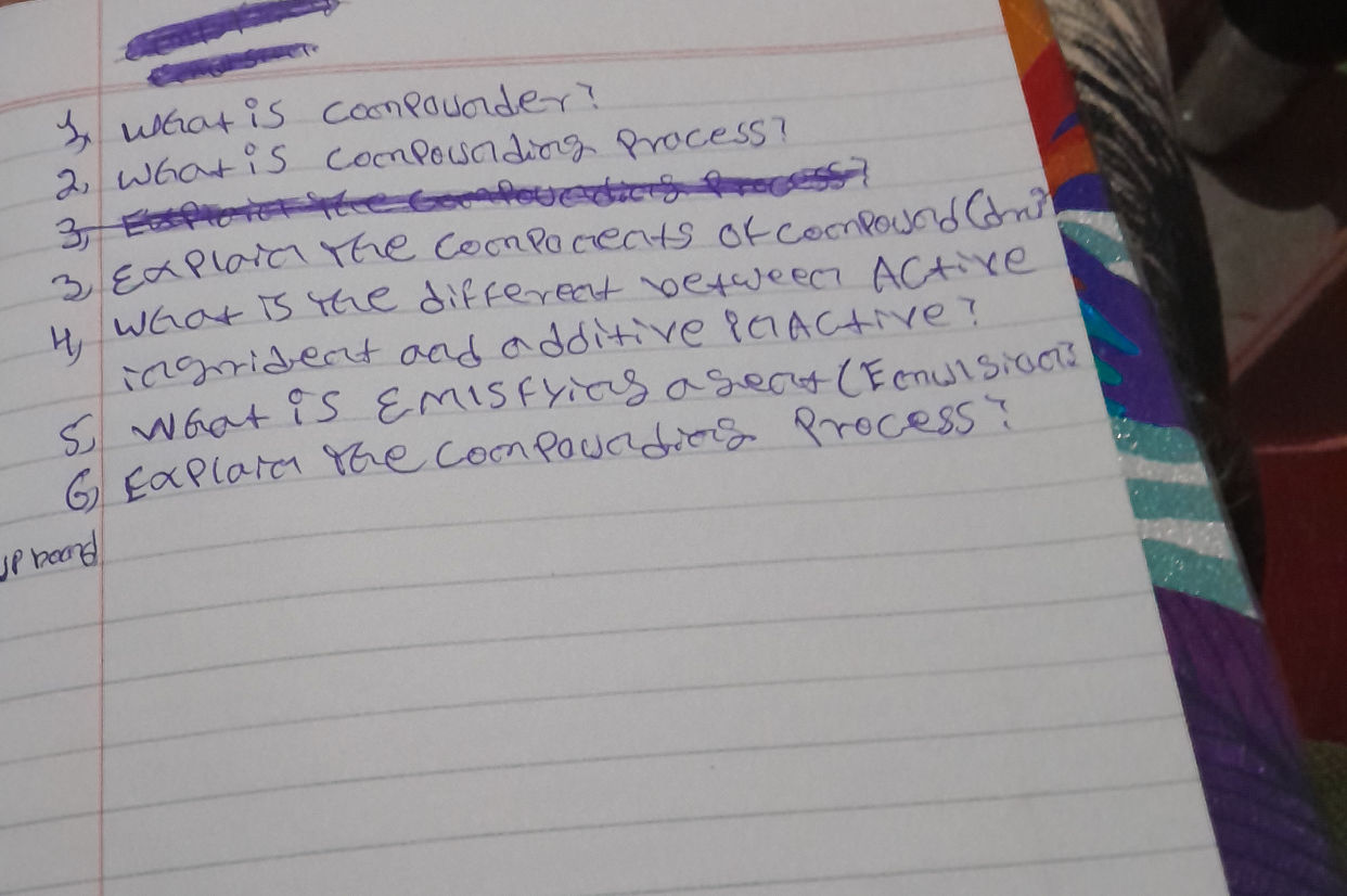 1. What is compounder? 2. What is | StudyX