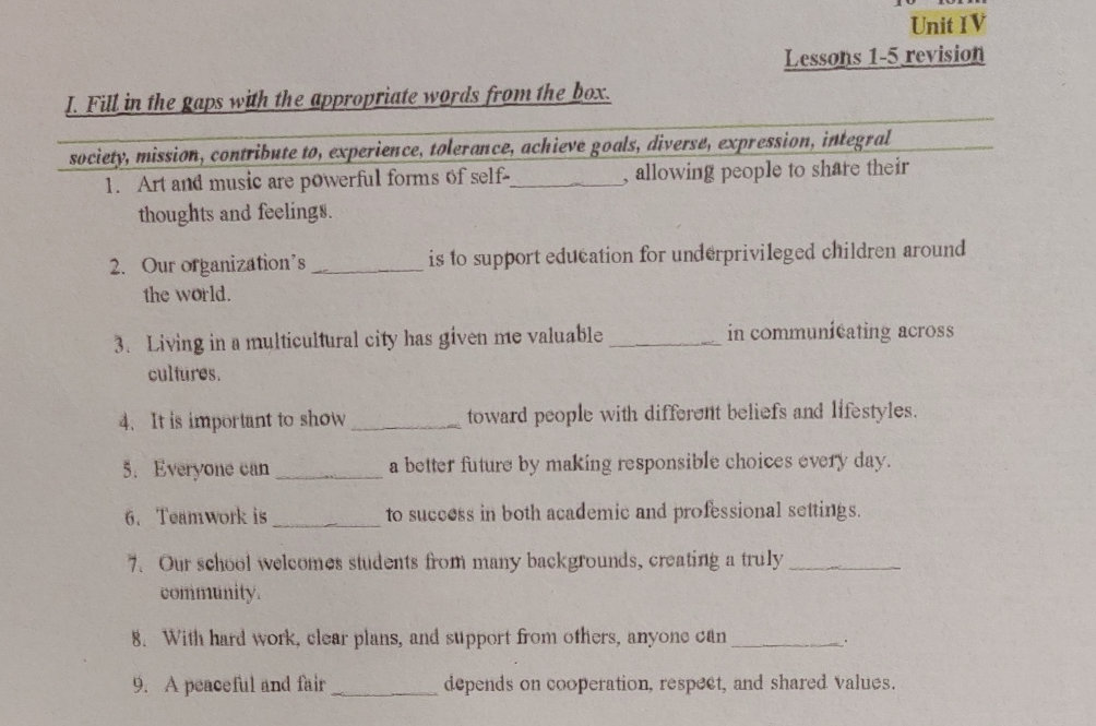 Fill in the gaps with the appropriate words | StudyX