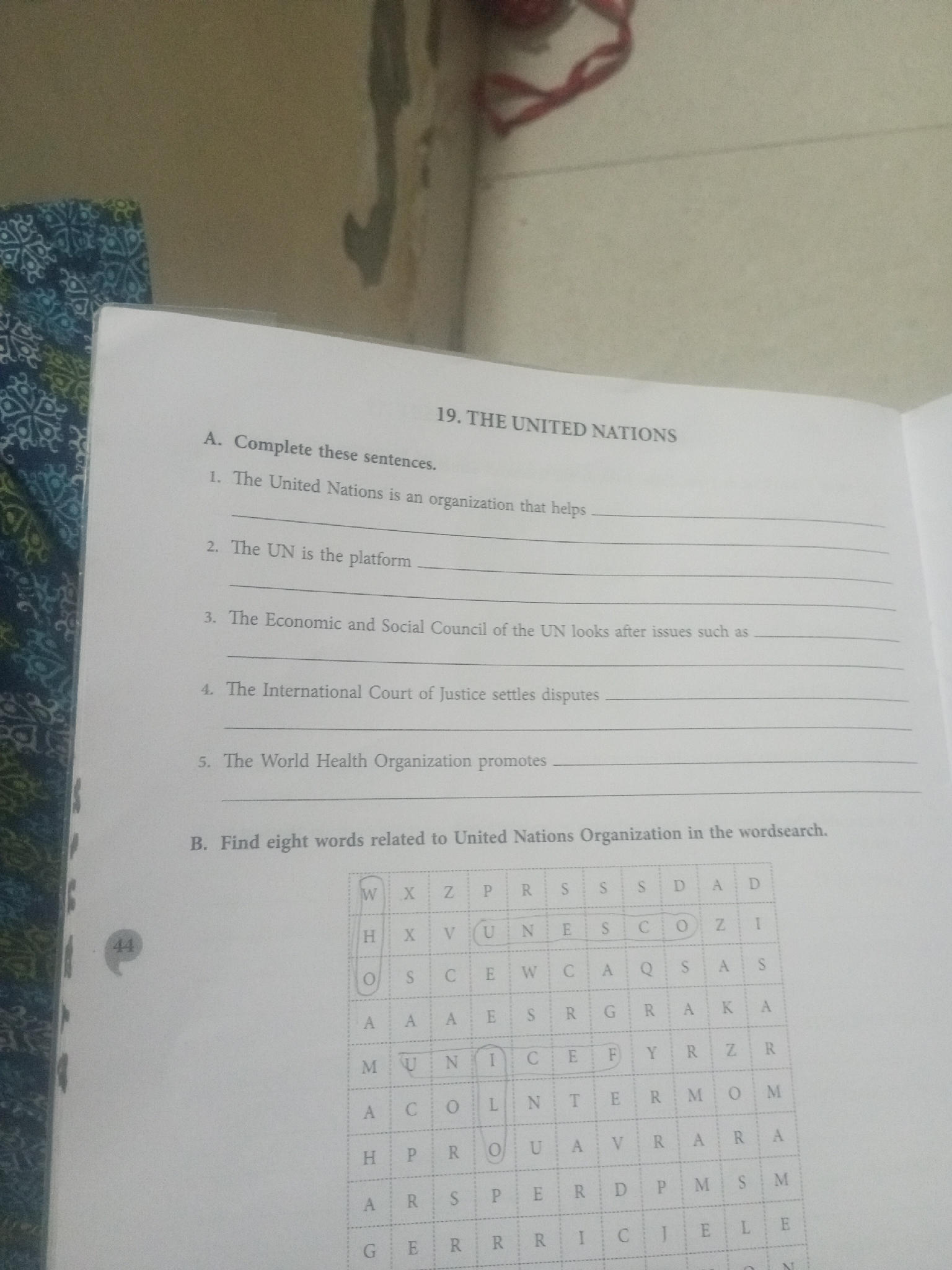 A. Complete these sentences. 1. The United | StudyX