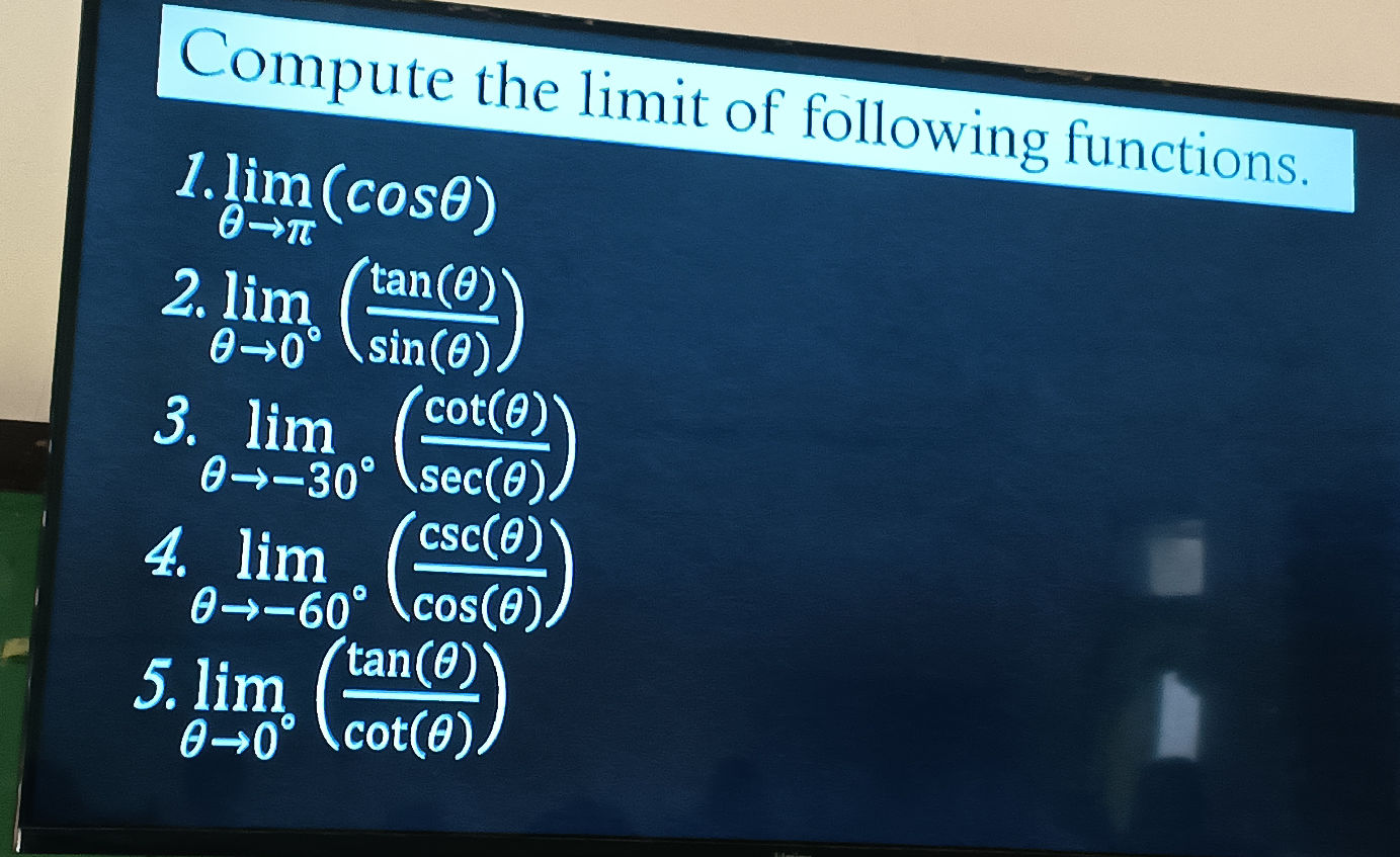 To The Lim Compute the limit of following functions. | StudyX