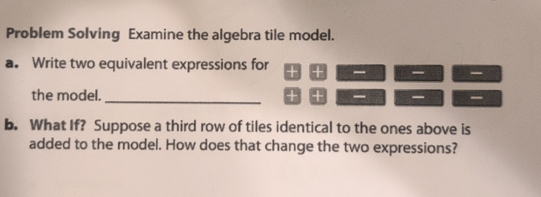 Problem Solving Examine the algebra tile | StudyX