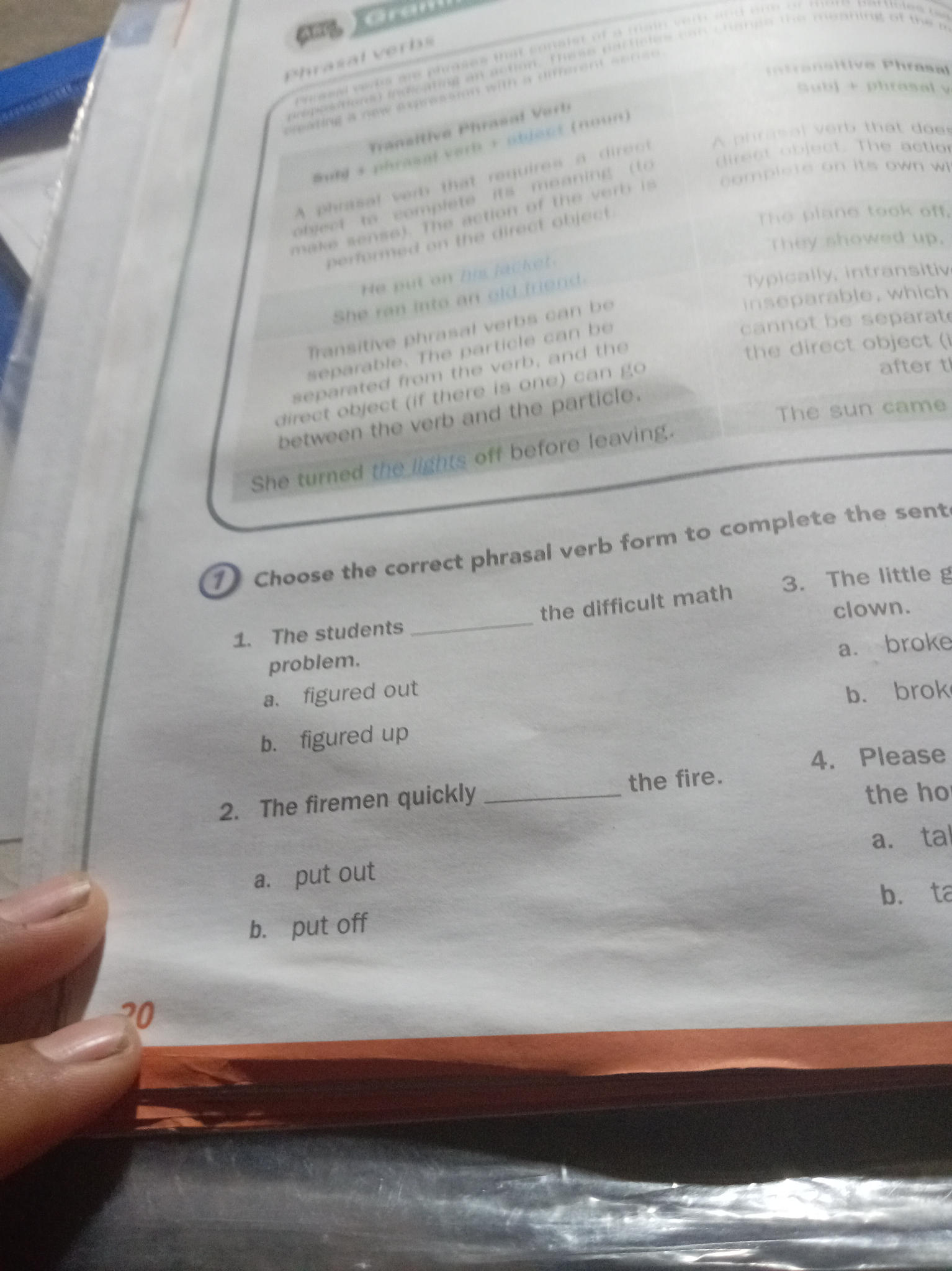 Choose the correct phrasal verb form to | StudyX
