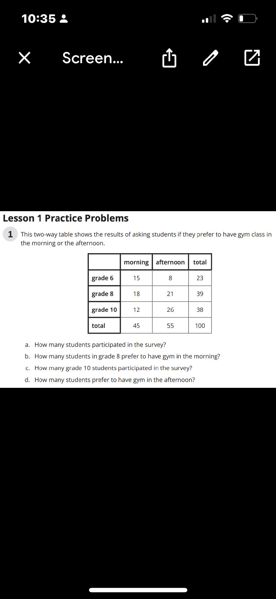 This two-way table shows the results of | StudyX