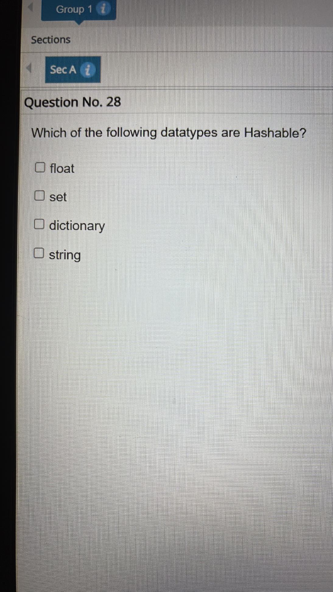 Which of the following datatypes are | StudyX