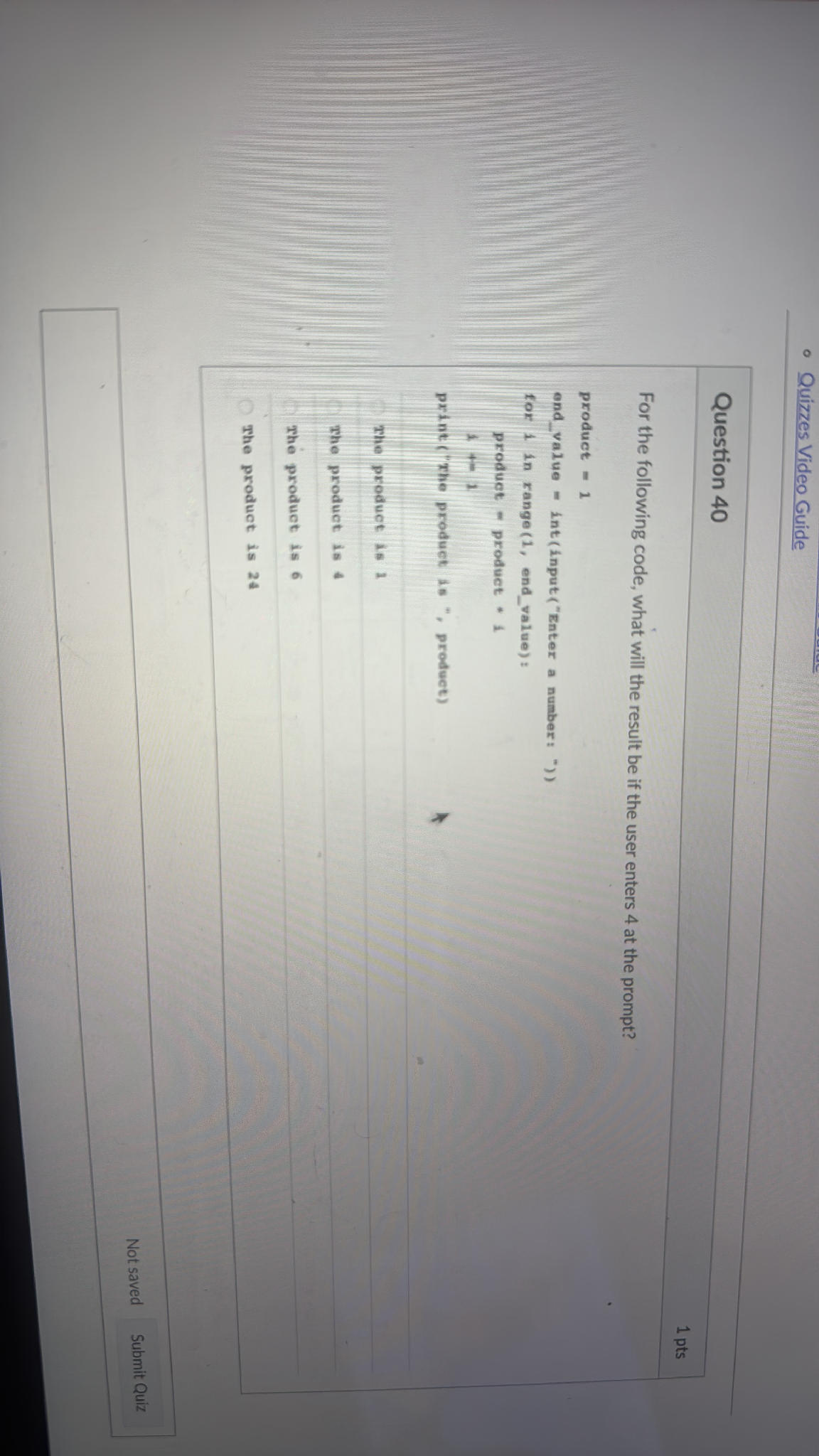 For the following code, what will the result
