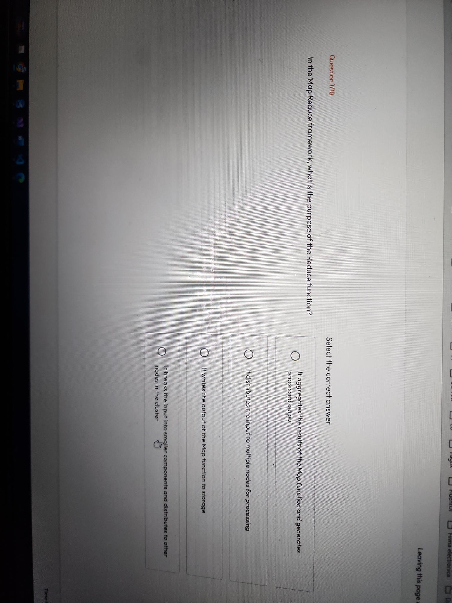 Reduce Questions Question 1/18 Select the correct answer In | StudyX