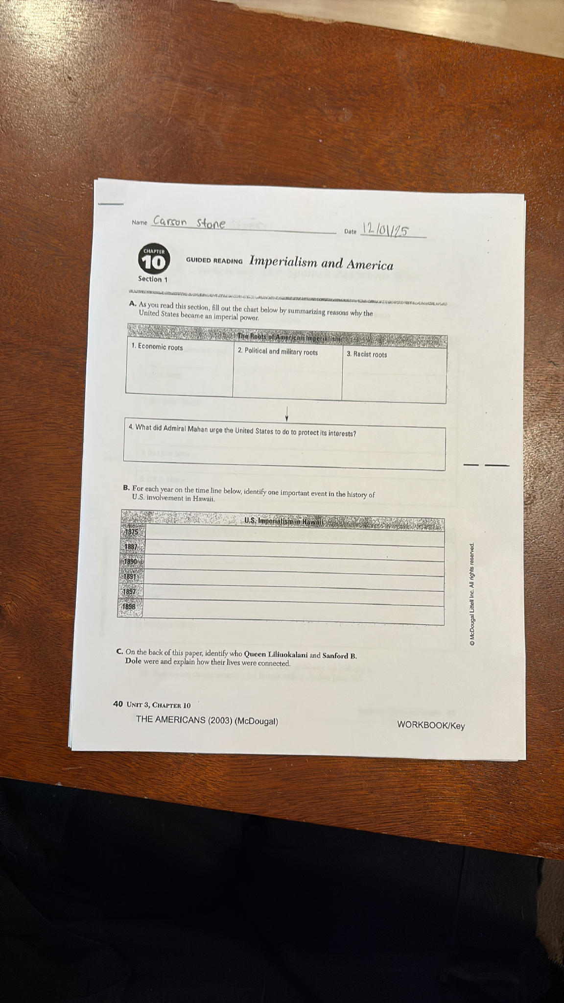 As you read this section, fill out the chart | StudyX