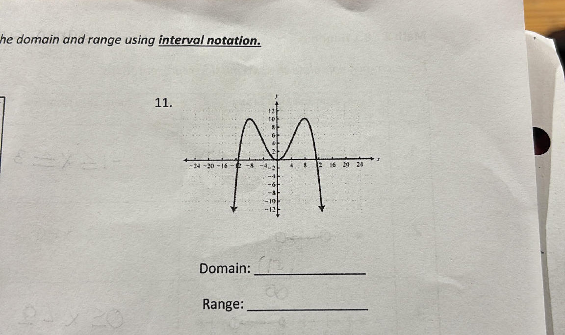 Find the domain and range using interval | StudyX