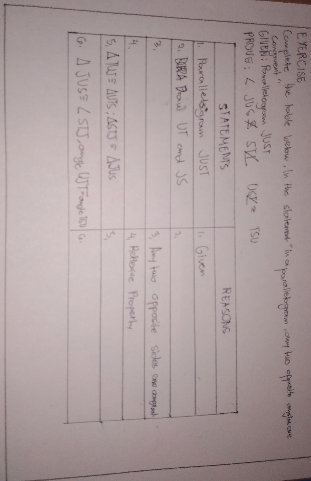 Complete the table below, In the statement | StudyX