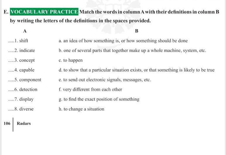 Match the words in column A with their | StudyX