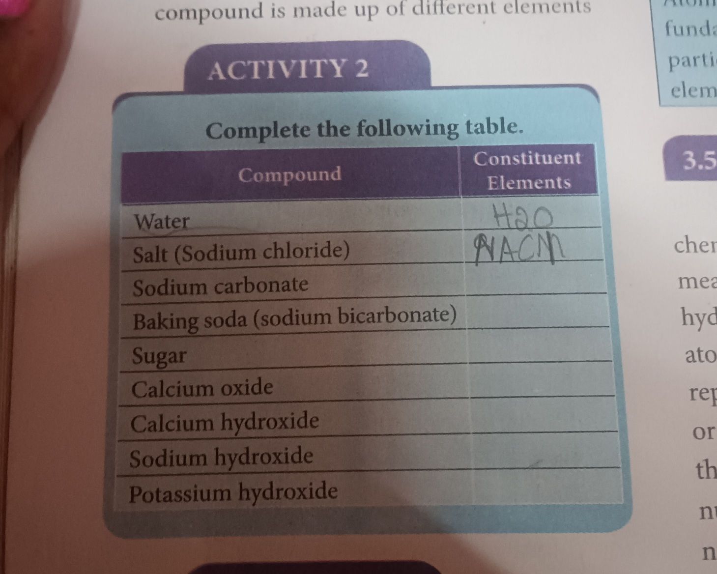 Complete the following table. | Compound | StudyX