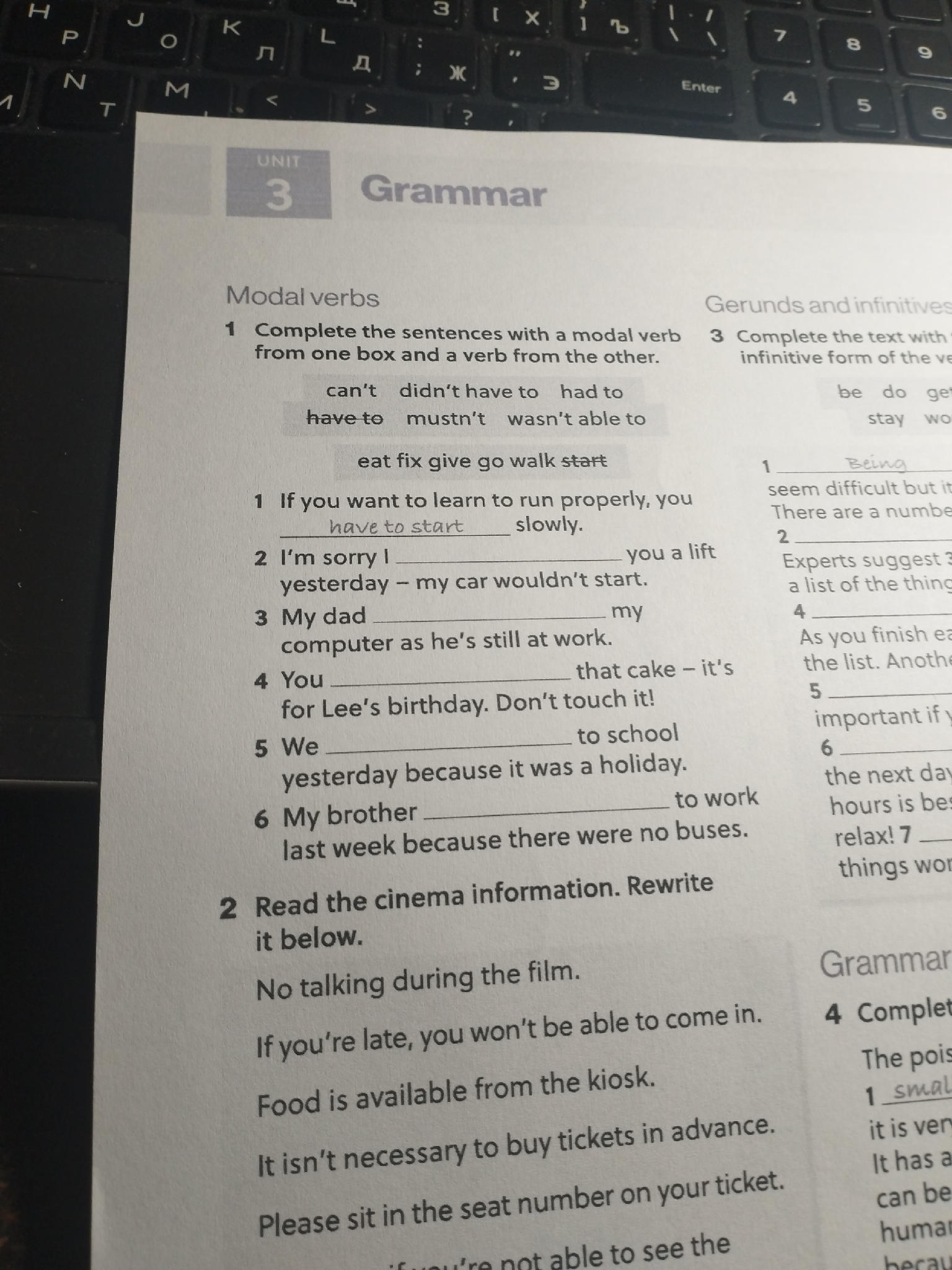Complete the sentences with a modal verb | StudyX