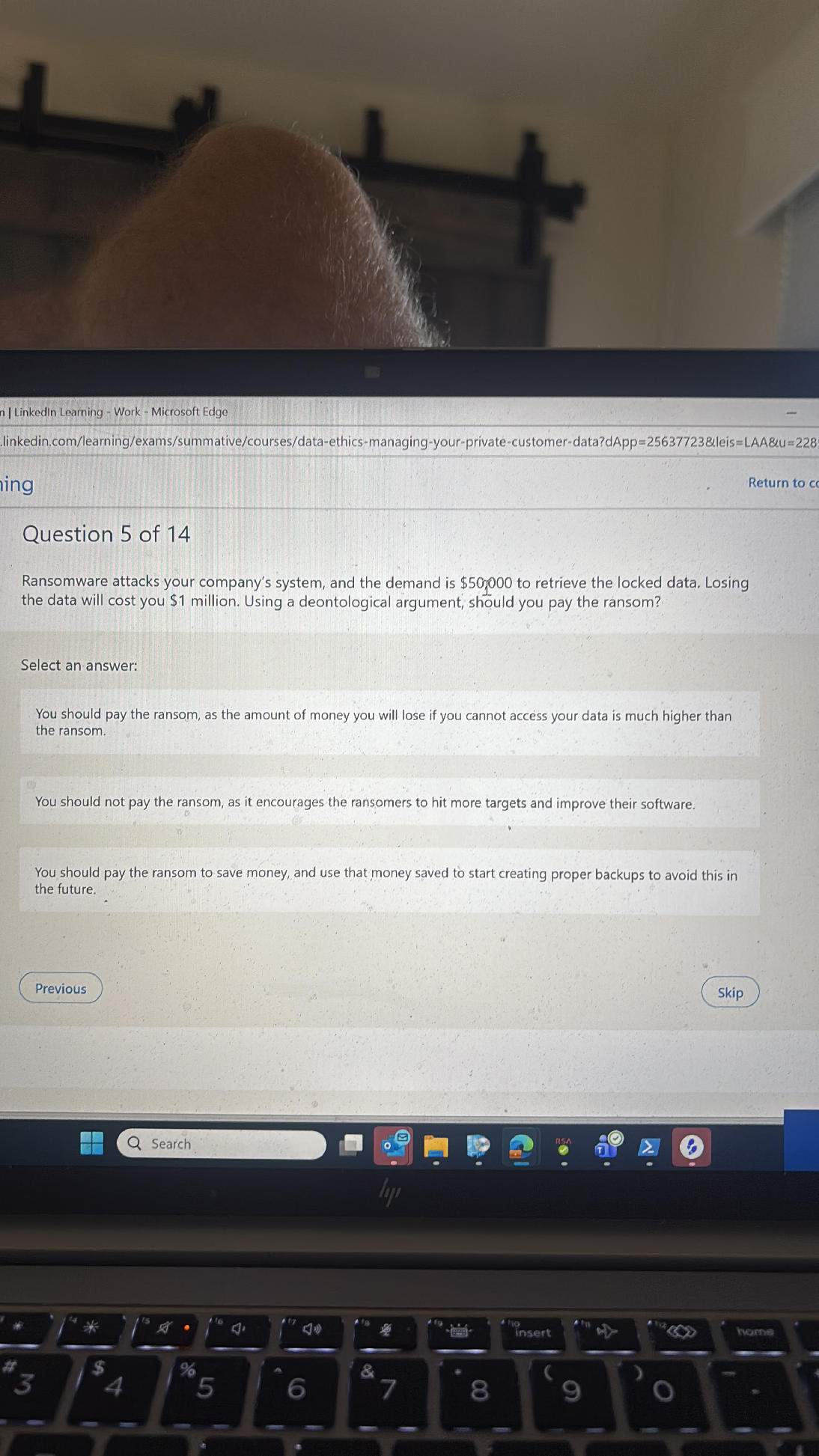 Questions Atacks Question 5 of 14 Ransomware attacks your | StudyX