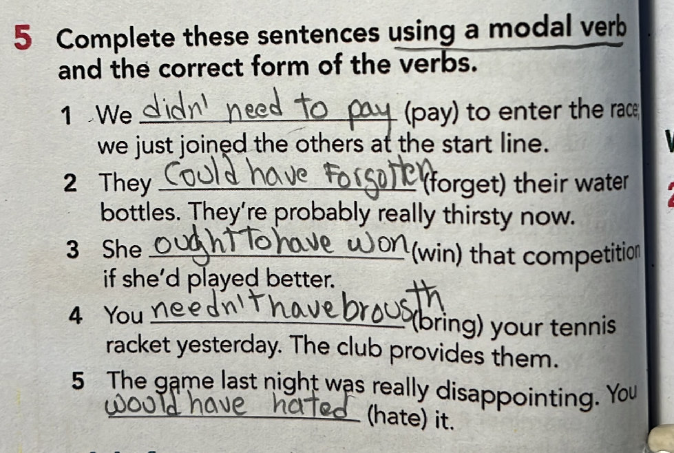 Complete these sentences using a modal verb | StudyX