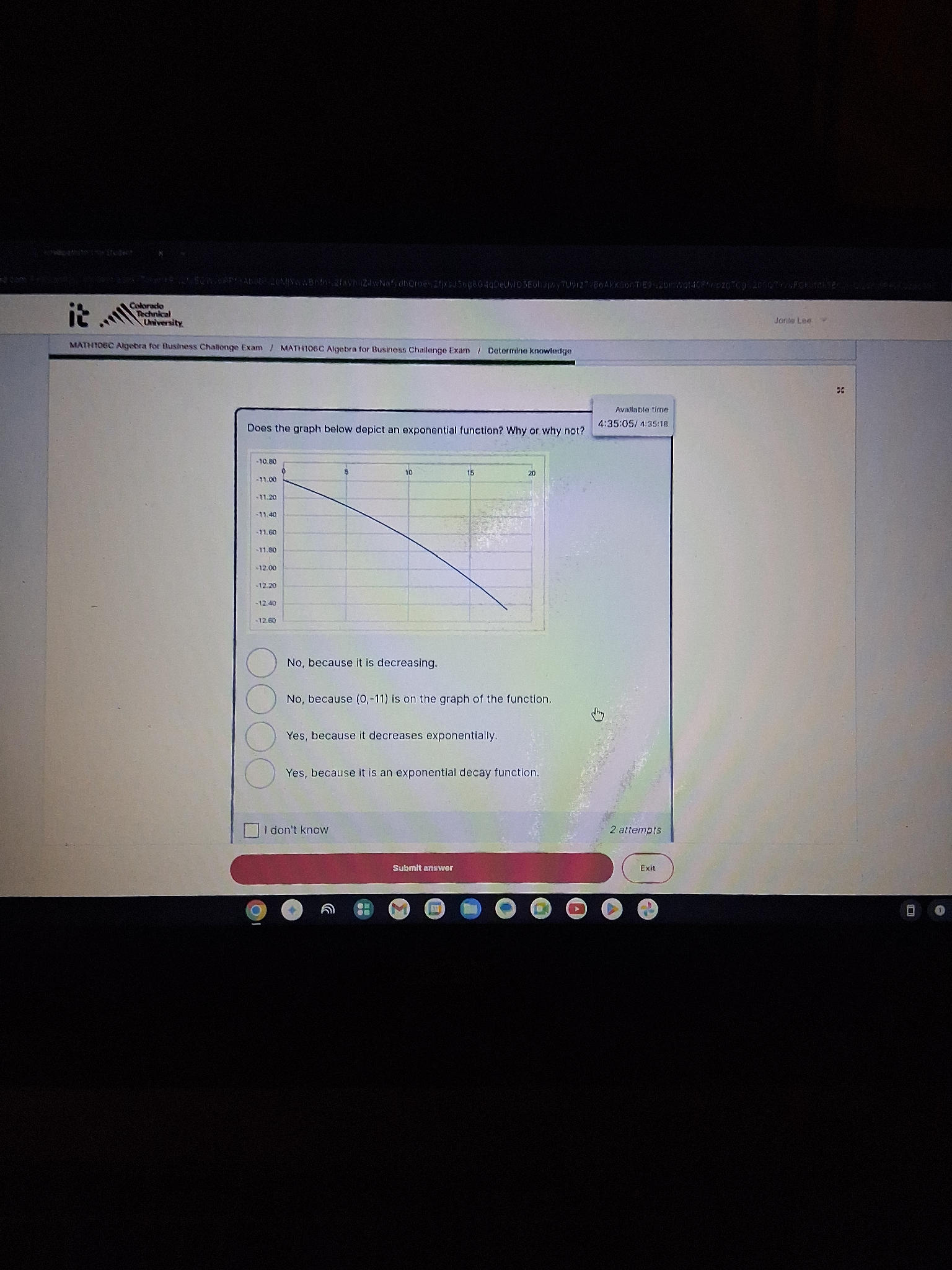 Does the graph below depict an exponential | StudyX