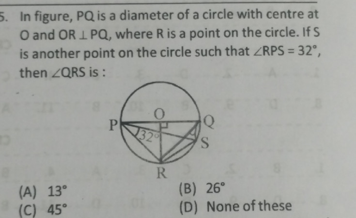 In figure, PQ is a diameter of a circle with | StudyX