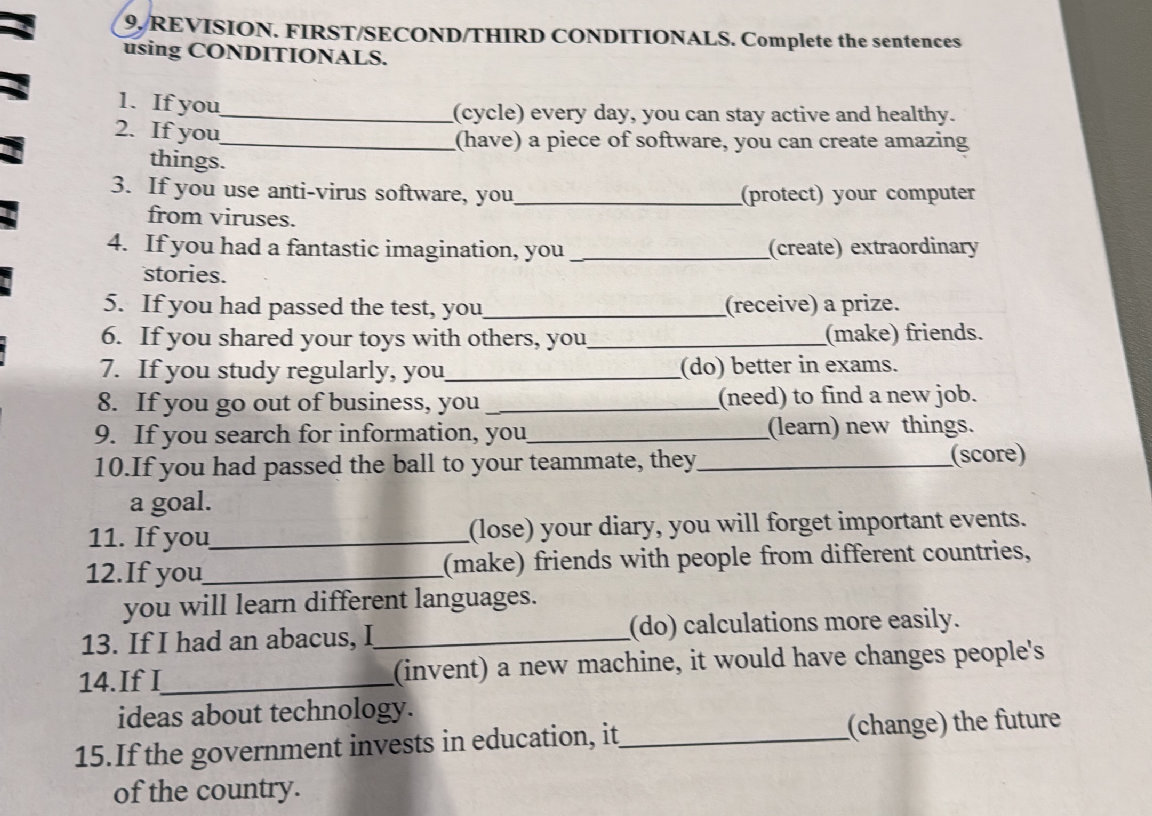 REVISION. FIRST/SECOND/THIRD CONDITIONALS. | StudyX