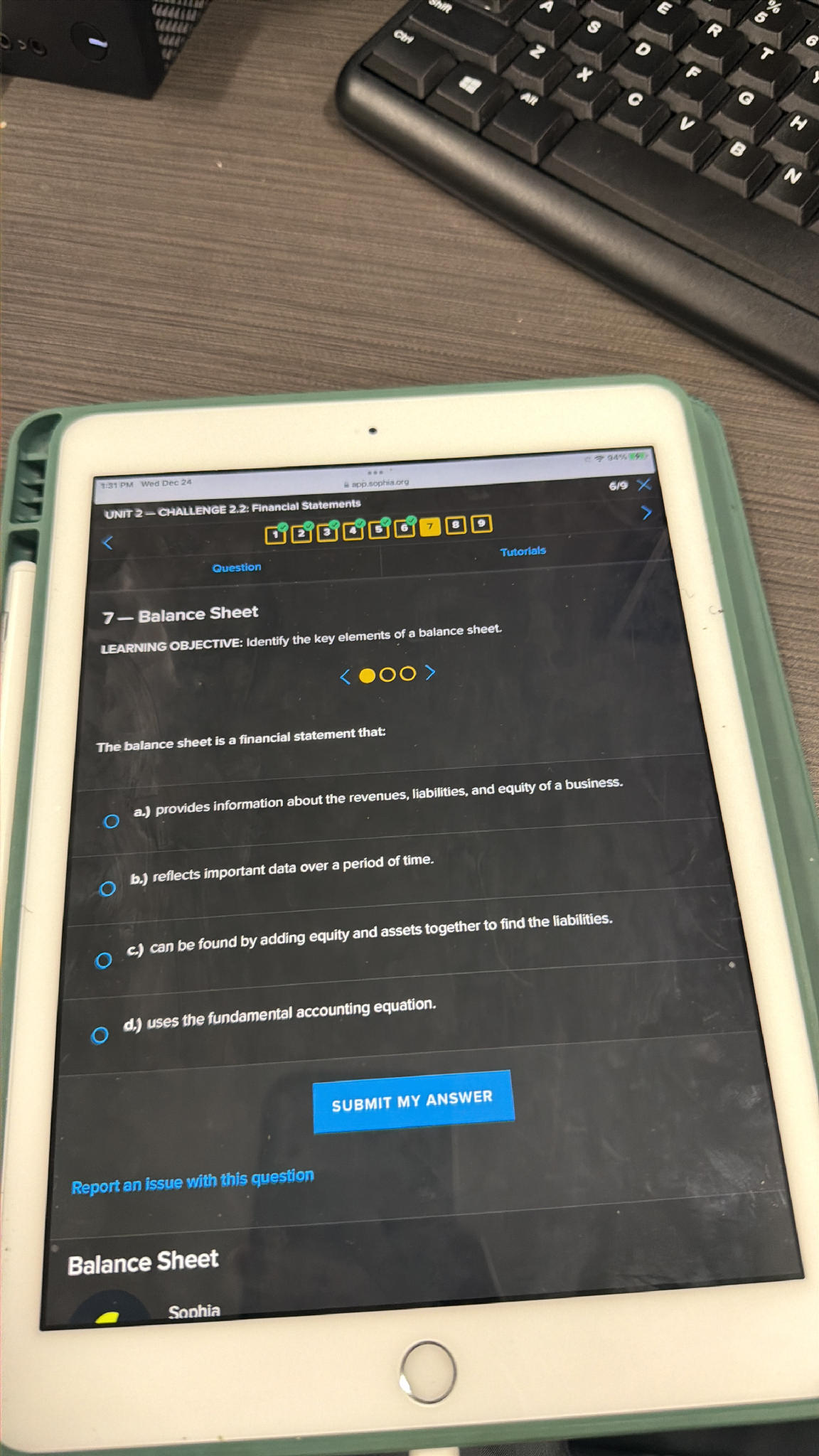 7—Balance Sheet LEARNING OBJECTIVE: Identify | StudyX