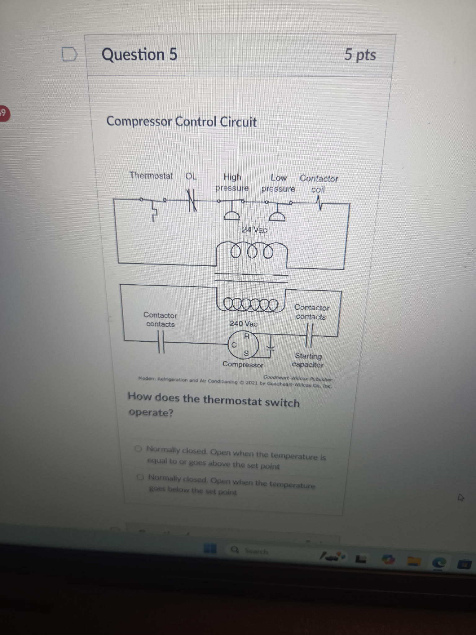 Compressor Control Circuit [Diagram showing | StudyX