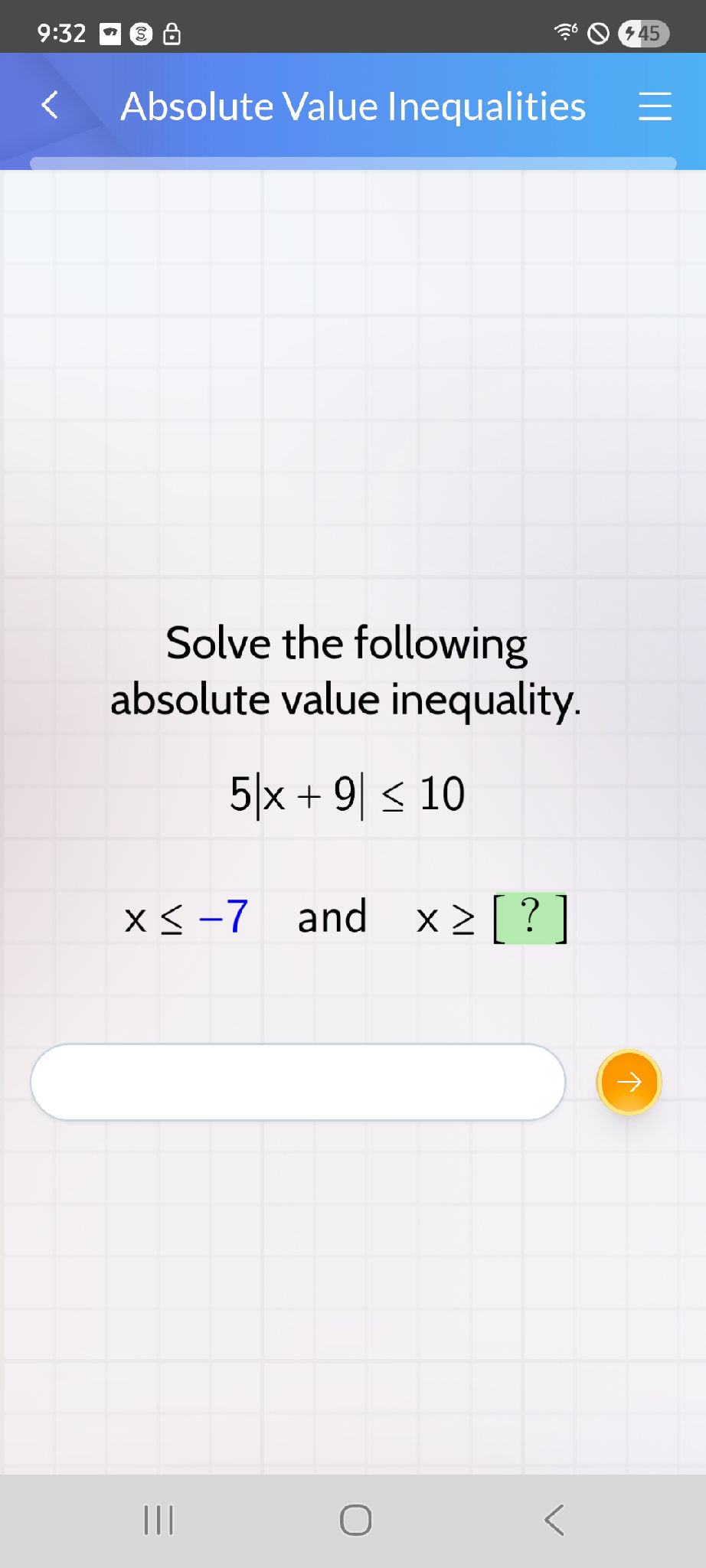 Solve the following absolute value | StudyX
