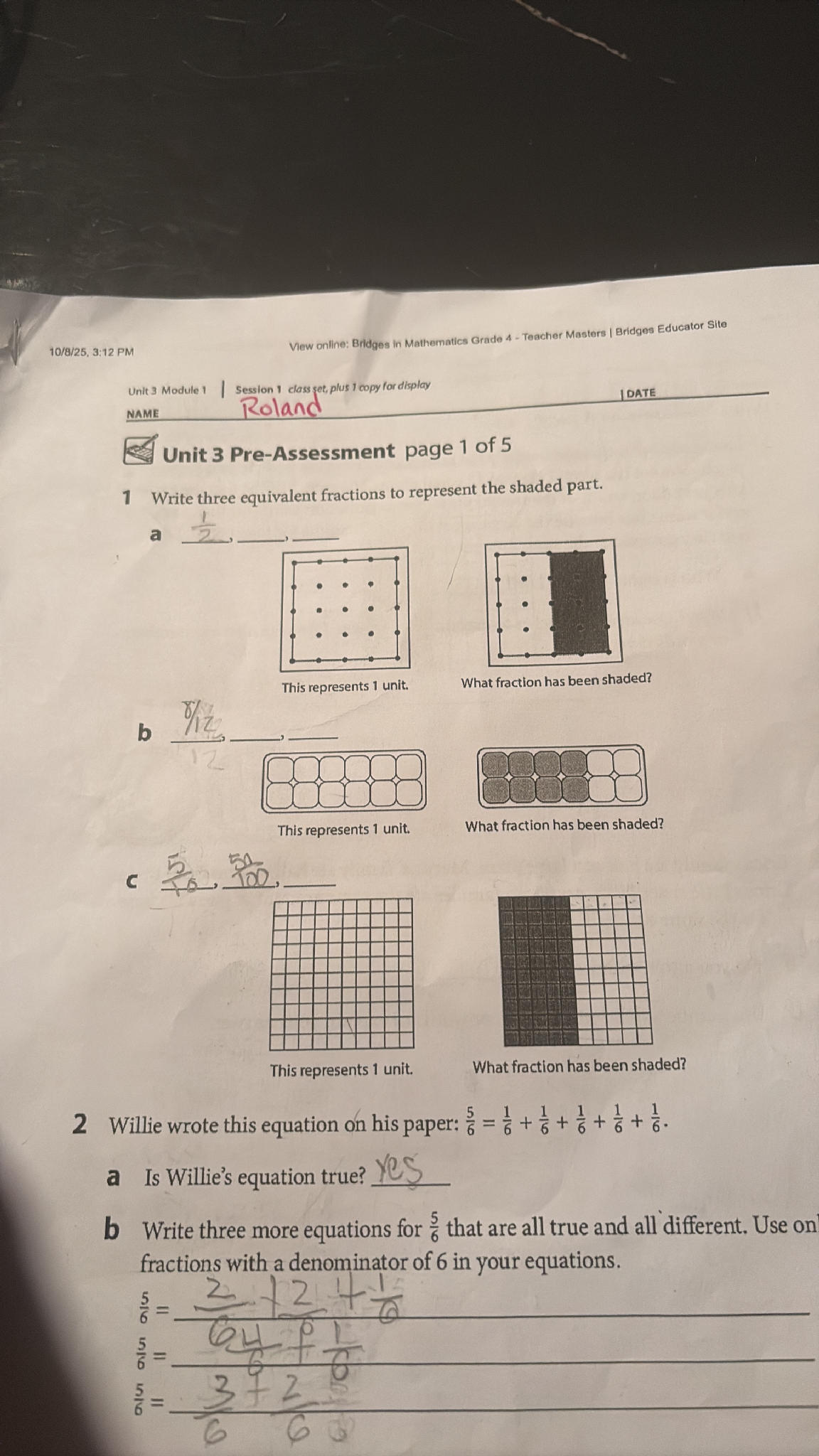 1 Write three equivalent fractions to | StudyX