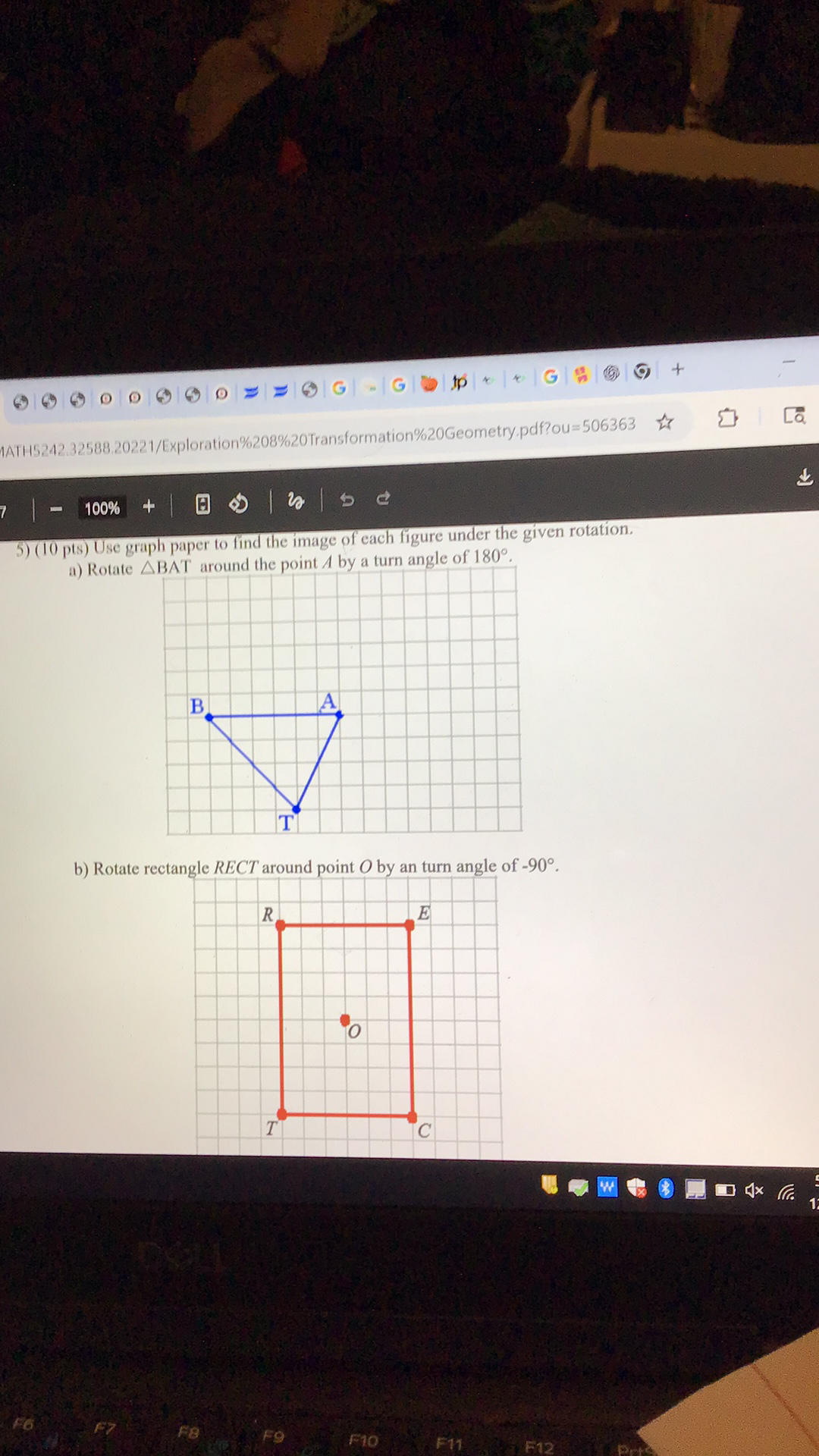 (10 pts) Use graph paper to find the image | StudyX