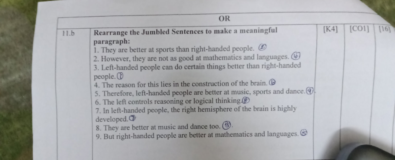 Rearrange the Jumbled Sentences to make a | StudyX