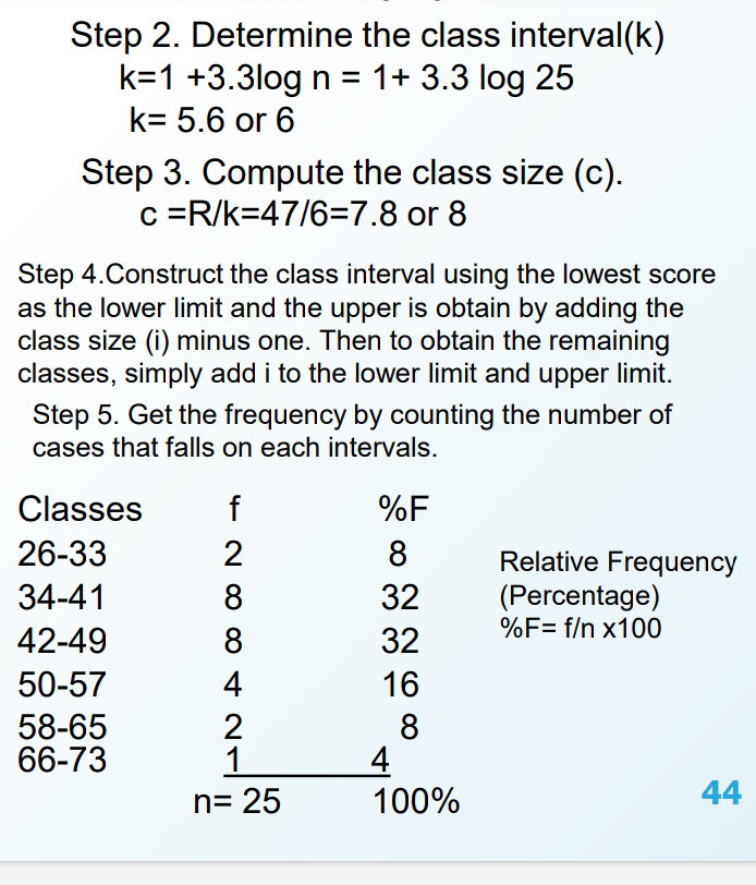 Step 2. Determine the class interval(k) $k=1 | StudyX