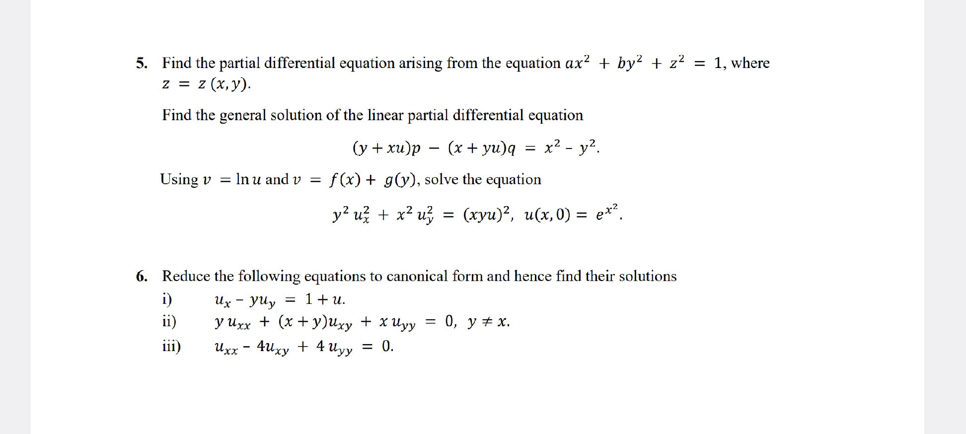 Reduce the following equations to canonical | StudyX