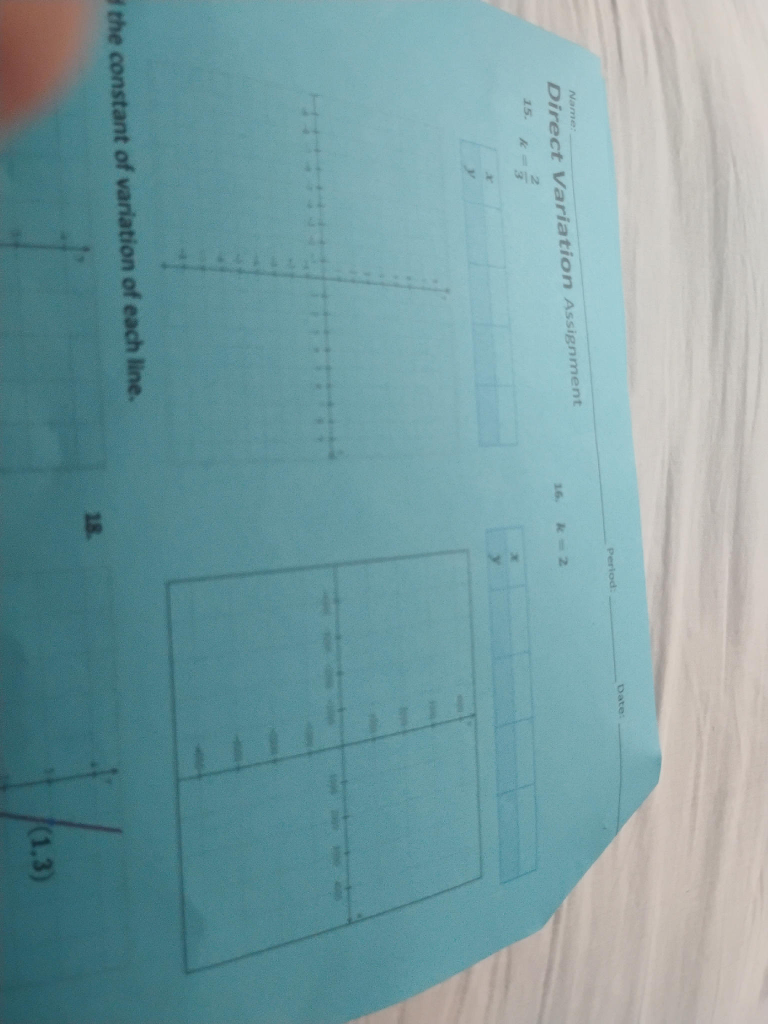 16. $k = 2$ | x | | | :---: | :---: | | y | | StudyX