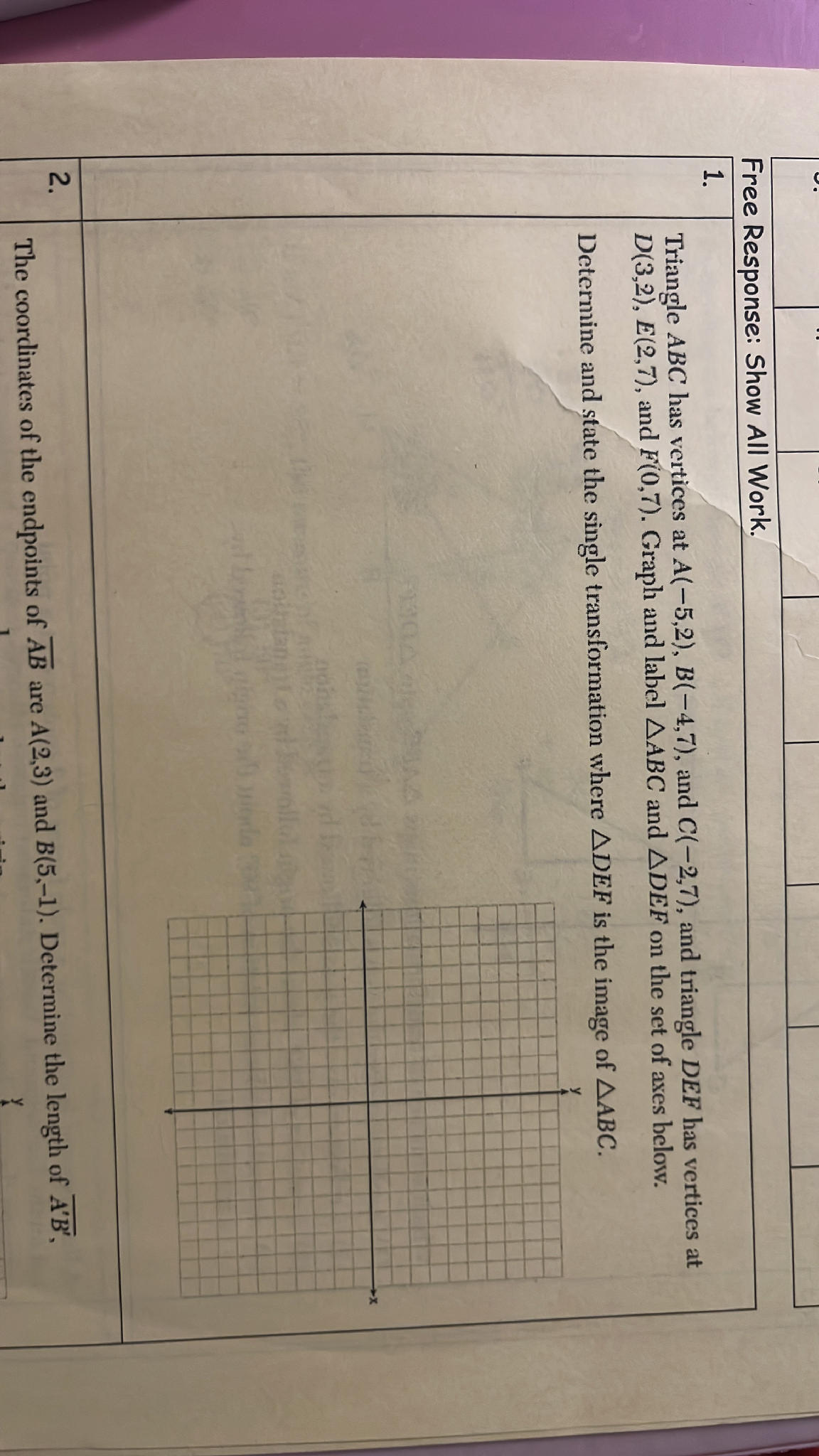 The coordinates of the endpoints of $ {AB}$ | StudyX