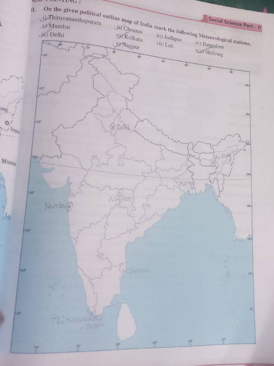 On the given political outline map of India | StudyX