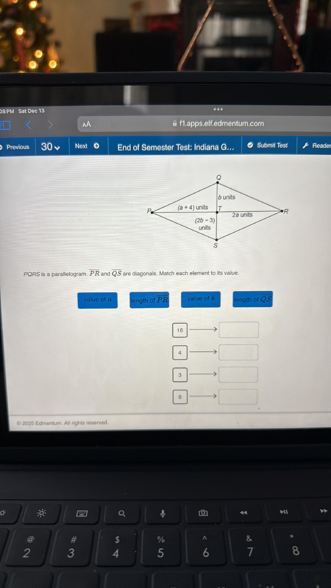 PQRS is a parallelogram. $ {PR}$ and $ {QS}$ | StudyX