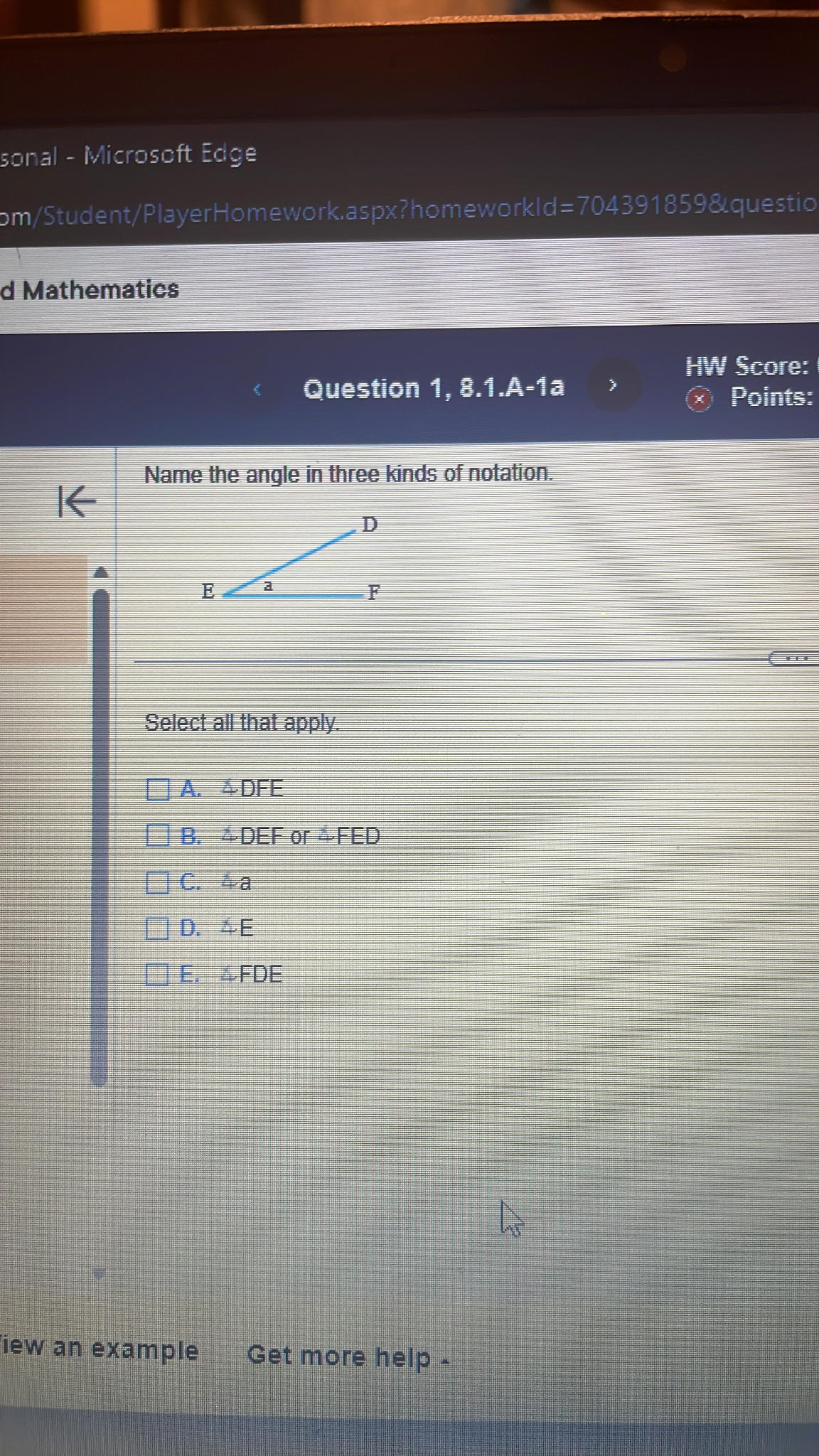 Name the angle in three kinds of notation. | StudyX