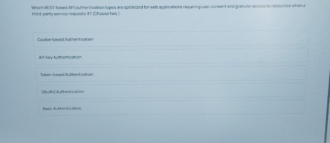 Which REST-based API authentication types | StudyX