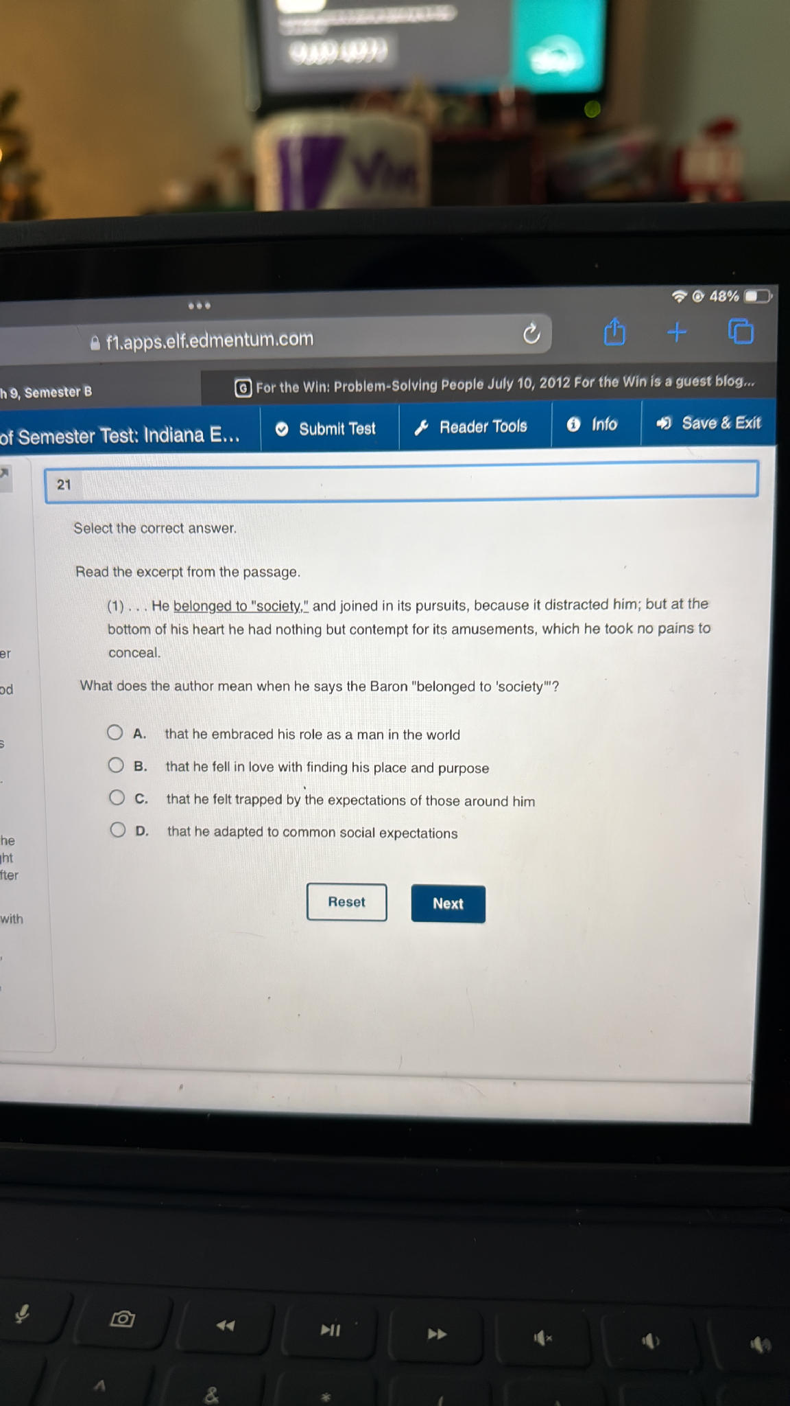 Select the correct answer. Read the excerpt