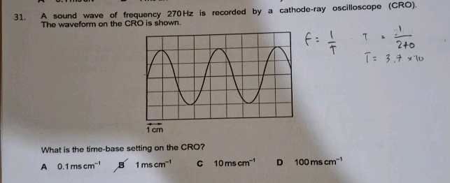 31 A sound wave of frequency 270 Hz is