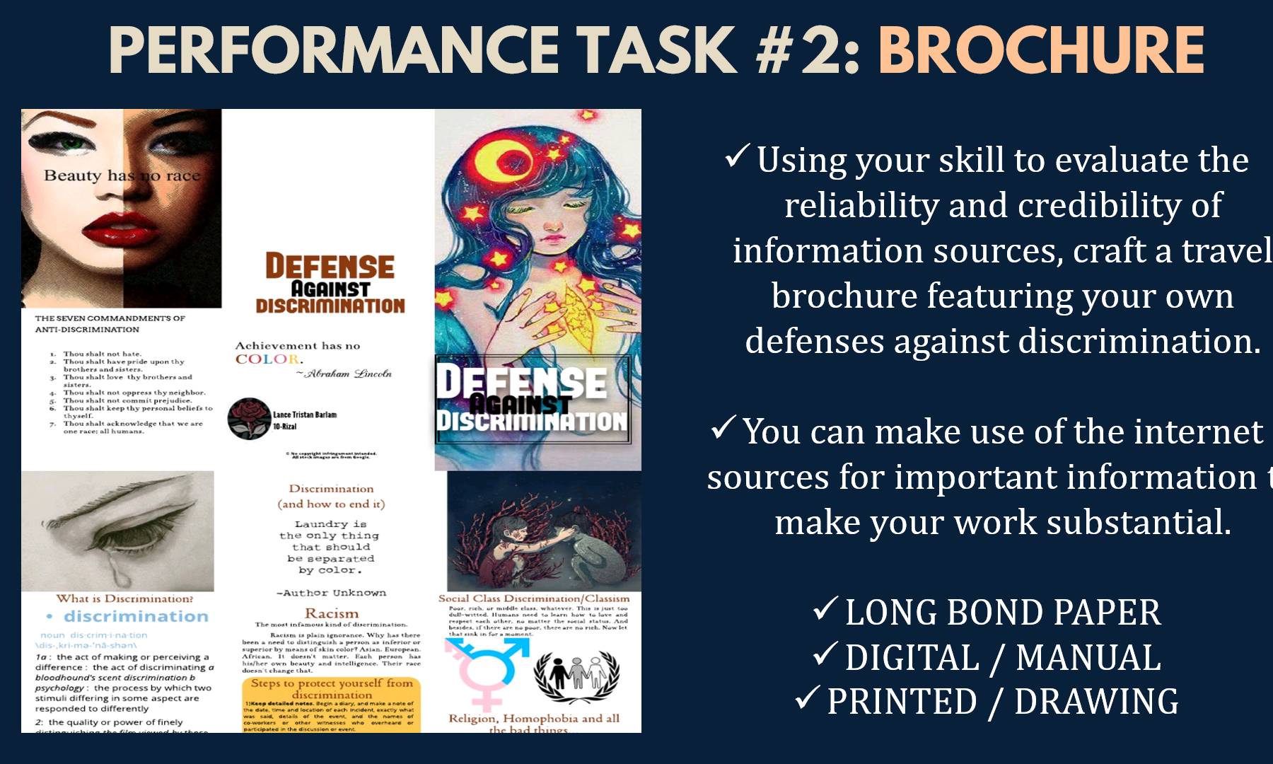 PERFORMANCE TASK 2 BROCHURE Using your | StudyX