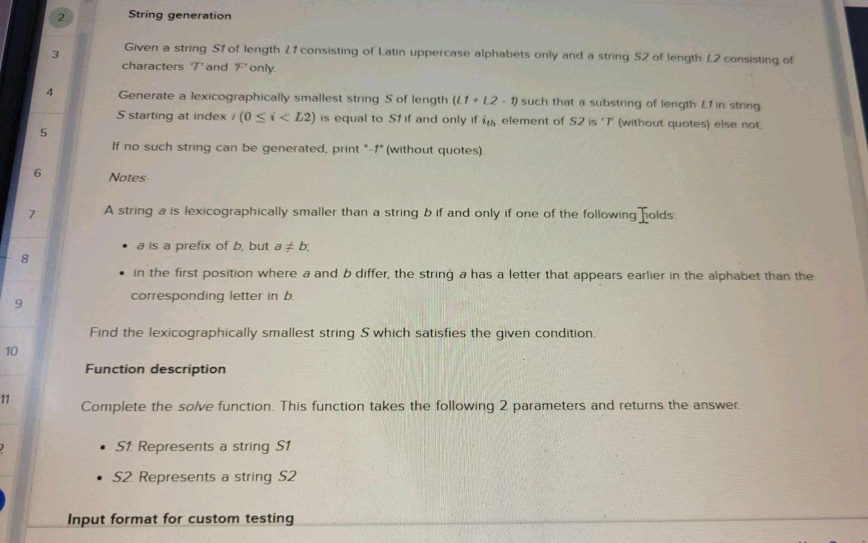 2 String generation Given a string S1 of
