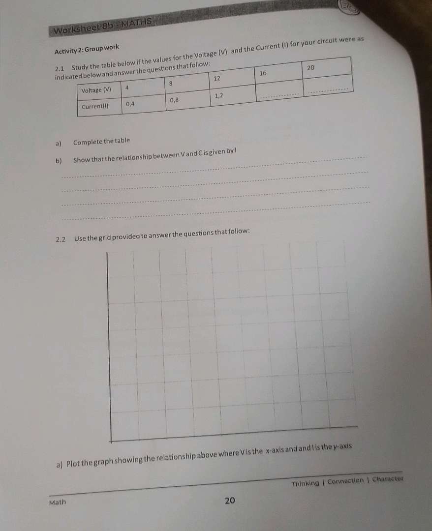 Workshee 8 b MATHS 21 Study the table below | StudyX