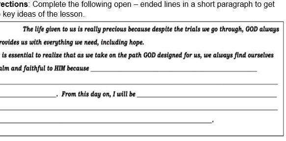 Open Ended Line Program ections Complete the following open - ended | StudyX