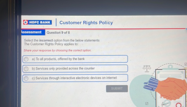 HDFC BANK Customer Rights Policy Assessment | StudyX
