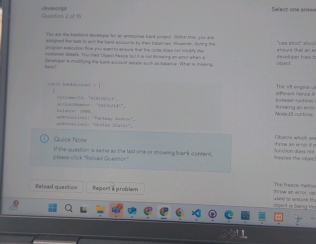 question 2 - javascript in javascript why | studyx... Javascript Select one answe Question 2 of | StudyX