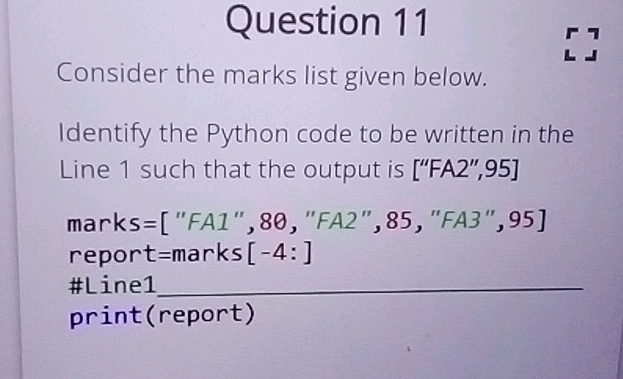 Question 11 Consider the marks list given | StudyX