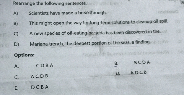 Rearrange the following sentences A) | StudyX