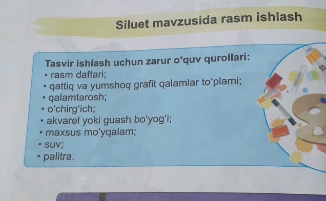 Qalamlar Rasmlari Siluet mavzusida rasm ishlash Tasvir ishlash
