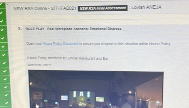 Nsw Rsa Sign NSW RSA Online - SITHFAB021 NSWRSA | StudyX